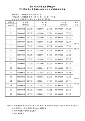 115學年度教育學碩士班甄試複試時間表圖片